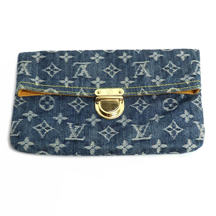 Louis Vuitton Pochette Platte Clutch Bag Monogram Denim Blue M95007 Th0076