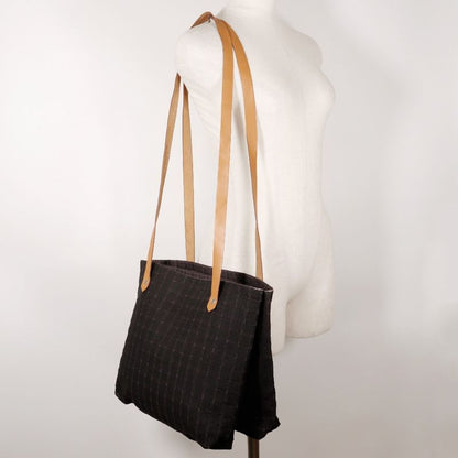 Hermes Amedava Cabas De Poche Canvas Black Women's Shoulder Bag