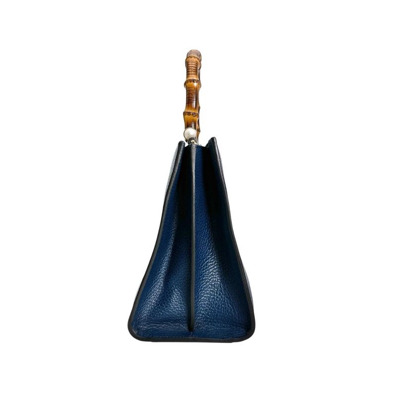 Gucci 470271 Leather Bamboo 2-way Handbag Gucci Blue