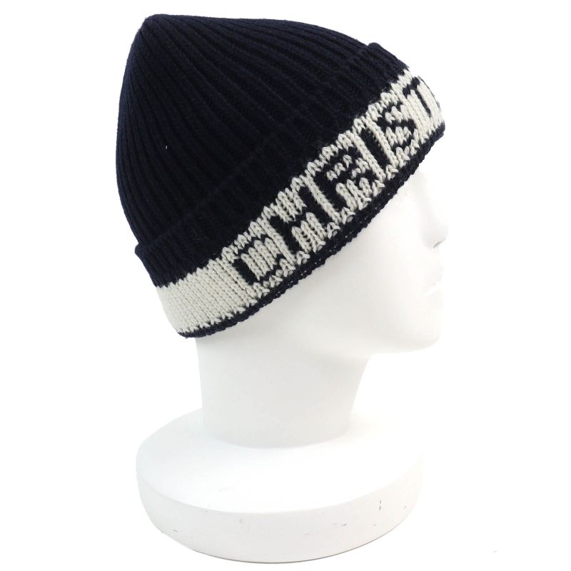 Christian DIOR 31noe714ixgh Wool Cashmere Star Logo Knit Hat Knit Cap Navy