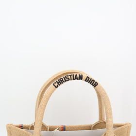 Christian DIOR Book Tote Small M1265zruw_m918 Tote Bag Jute Canvas Beige Black