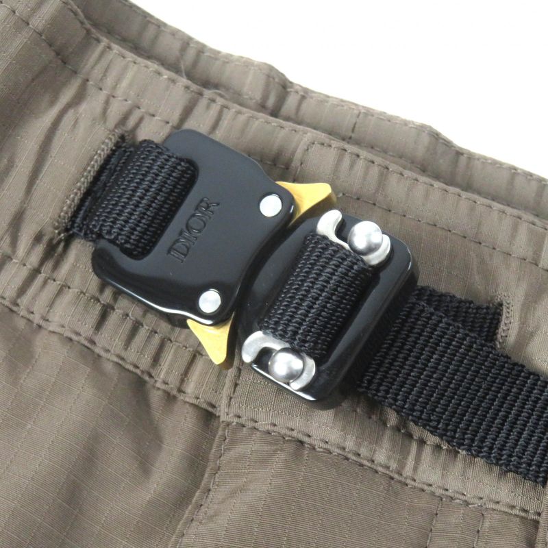 DIOR Christian DIOR Homme 293c179a4717 Buckle Bermuda Logo Patch Shorts Brown 52 Made In