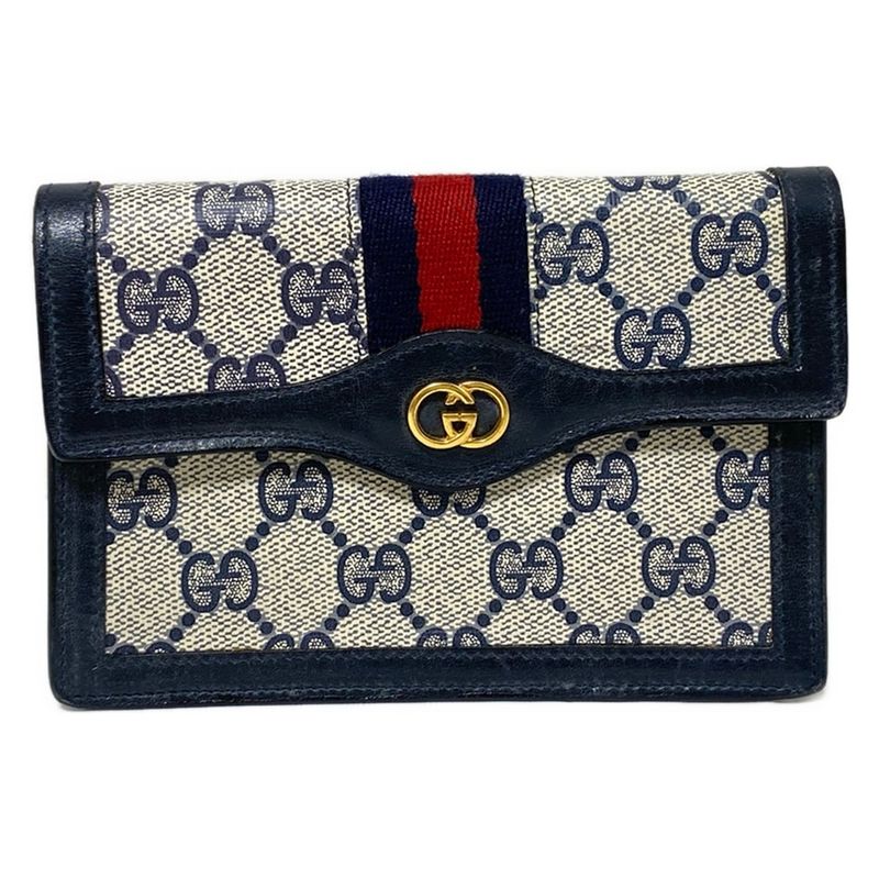 Gucci Parfums Sherry Ivory And Navy GG Pattern Leather