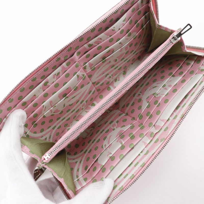Hermes Azap Long Silk Inn Vaux Epson Rose Confetti Pink Y Ladies Long Wallet