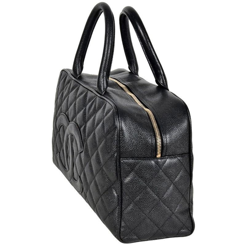 Chanel Coco Mark Matelasse Mini Boston Bag Caviar Skin A20996 Black