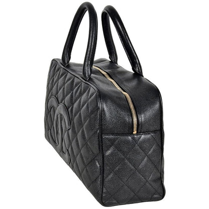 Chanel Coco Mark Matelasse Mini Boston Bag Caviar Skin A20996 Black