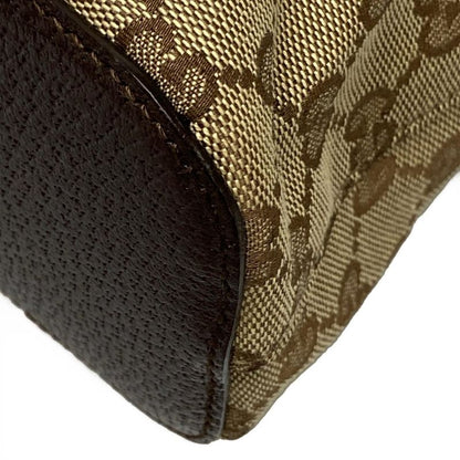 Gucci Shoulder Bag GG Pattern 115003 Beige And Dark Brown Leather