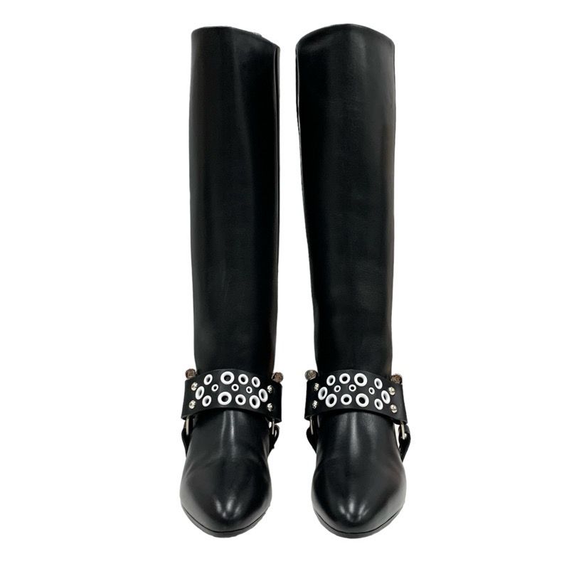 Louis Vuitton Rhapsody Line Monogram Boots Long Boots Shoes Leather Black White