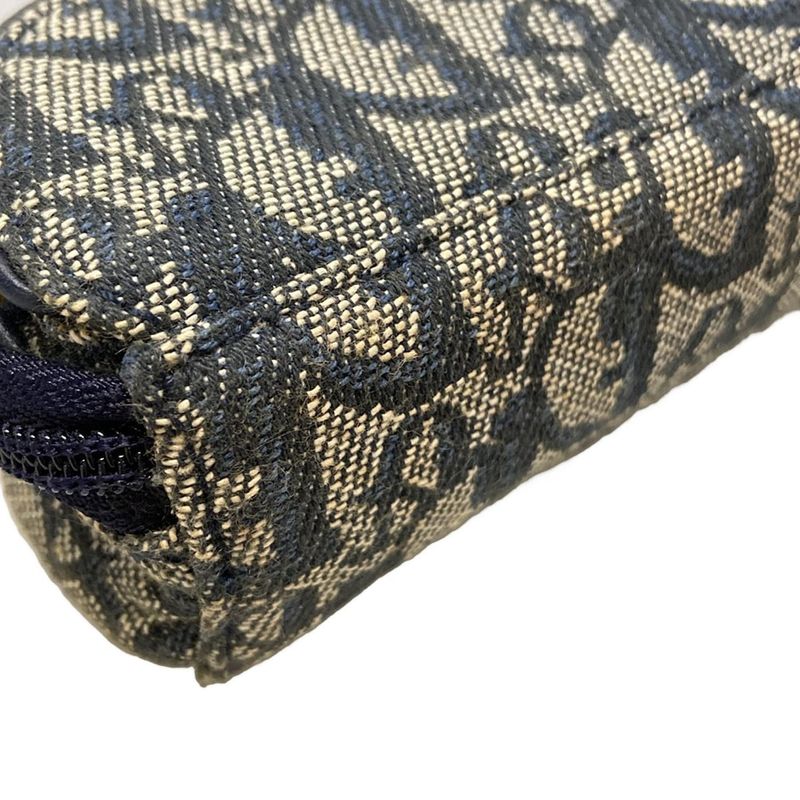 Dior/christian Dior Pouch Trotter Ivory X Dark Navy Leather