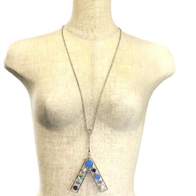 Christian DIOR Necklace Jewelry Accessories Small Metal Silver Multicolor