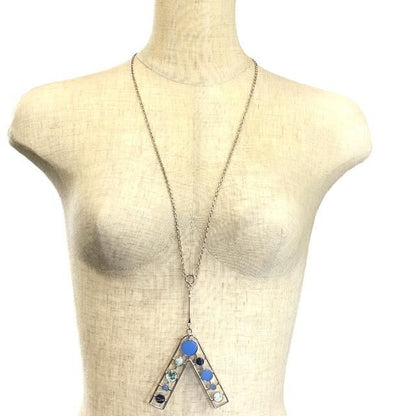 Christian DIOR Necklace Jewelry Accessories Small Metal Silver Multicolor