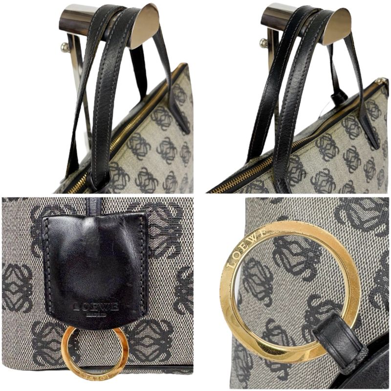 Loewe Mini Tote Bag Repeat Anagram Logo Navy Blue Pvcleather Shoulder Bag With