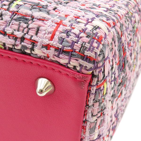 Christian Dior 2way Bag Lady Dior Medium Bag Tweed Pinkish Silver Hardware