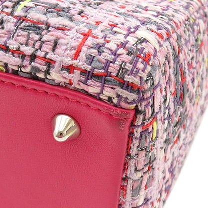 Christian Dior 2way Bag Lady Dior Medium Bag Tweed Pinkish Silver Hardware