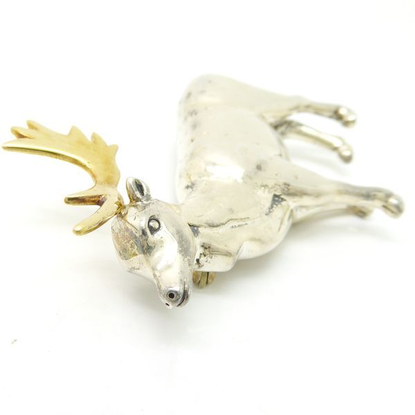 Tiffany & Co Silver Brooch 1988 Reindeer Sv+yg Sterling Vintage Tiffany & Co