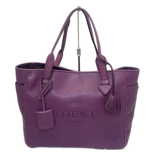 Loewe Heritage Purple Tassel Leather Tote Bag