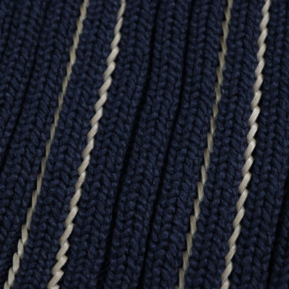 Hermes 2021 100% Cotton Leather Braided Mock Neck Long Sleeve Knit Navy M Made