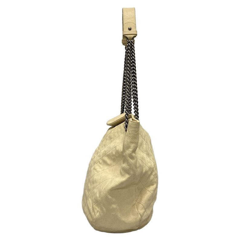 Chanel Tote Bag Matelasse Beige Chain Shoulder/vintage Silver Hardware