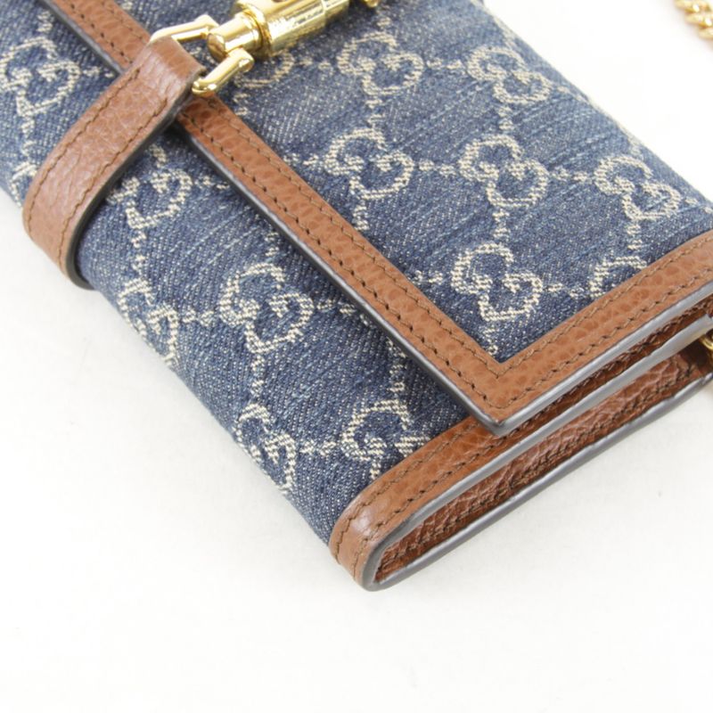 Gucci 652681 Chain Wallet New Jackie 1961 Long Wallet GG Canvas