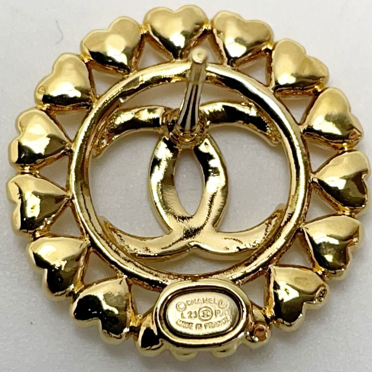 Chanel Round Heart Coco Mark Aba273 Gold Earrings Women's Accessories