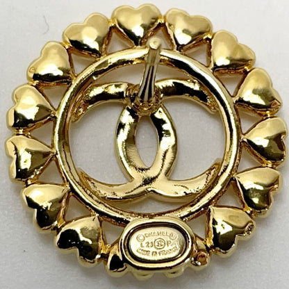 Chanel Round Heart Coco Mark Aba273 Gold Earrings Women's Accessories