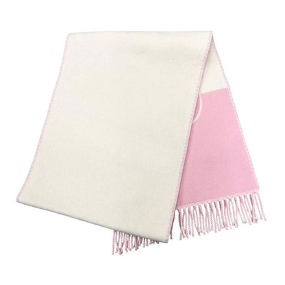 Gucci Scarf Interlocking G Scarf 715497 Wool Cashmere Fringe Pink Beige Gucci