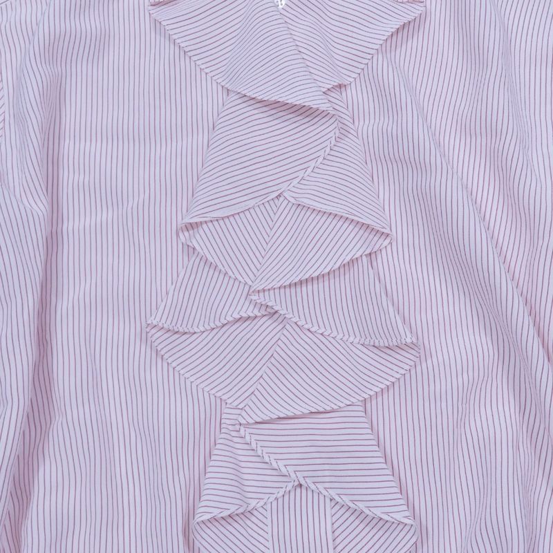 21ss Celine Eddie Period Striped Silk Shirt Long Sleeve Ruffle Blouse Top Edith