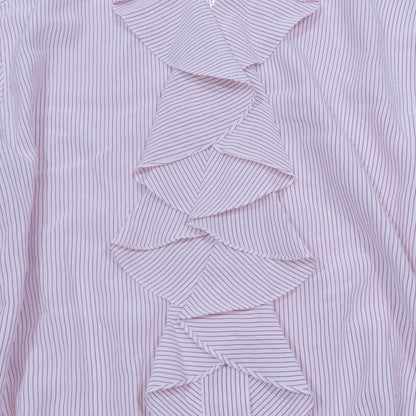 21ss Celine Eddie Period Striped Silk Shirt Long Sleeve Ruffle Blouse Top Edith