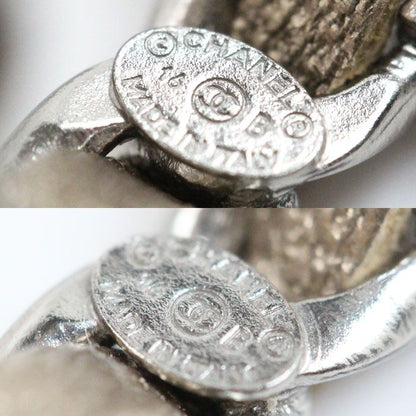 Chanel Metal Leather Coco Mark Hoop Earrings Ladies Pre-owned