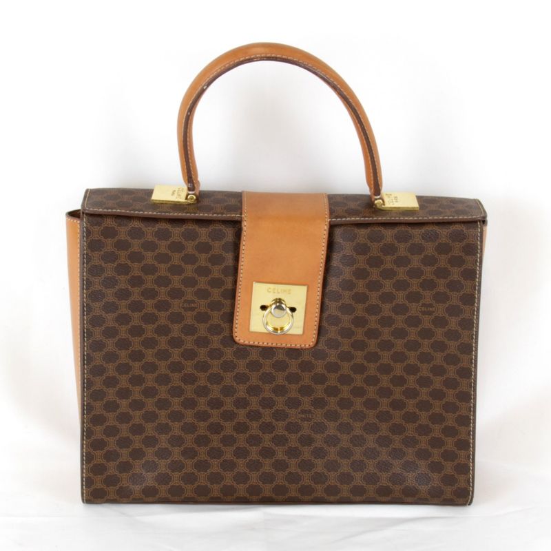 Celine Macadam Handbag Leather /PVC Brown