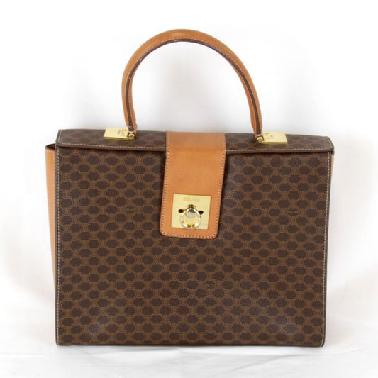 Celine Macadam Handbag Leather /PVC Brown