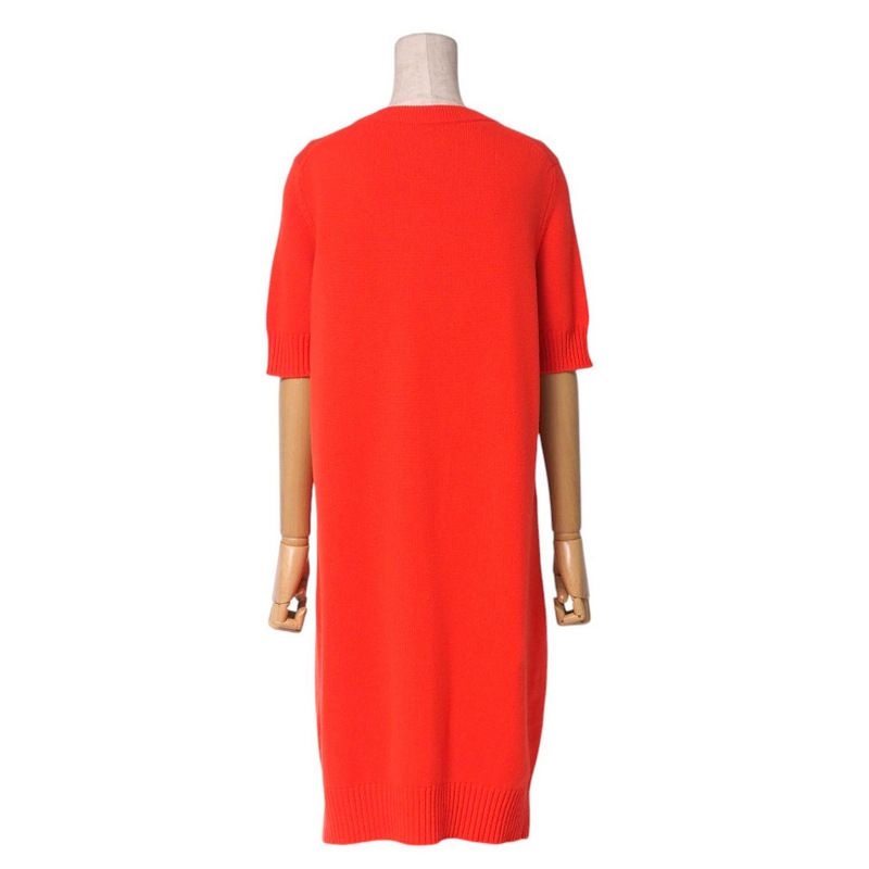 Hermes Dress Size 42 Total Cashmere H Logo Short Sleeves Knit Dress Made In