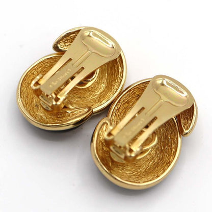 Christian DIOR Earrings Rhinestone Black Stone Women's Accessories H1746