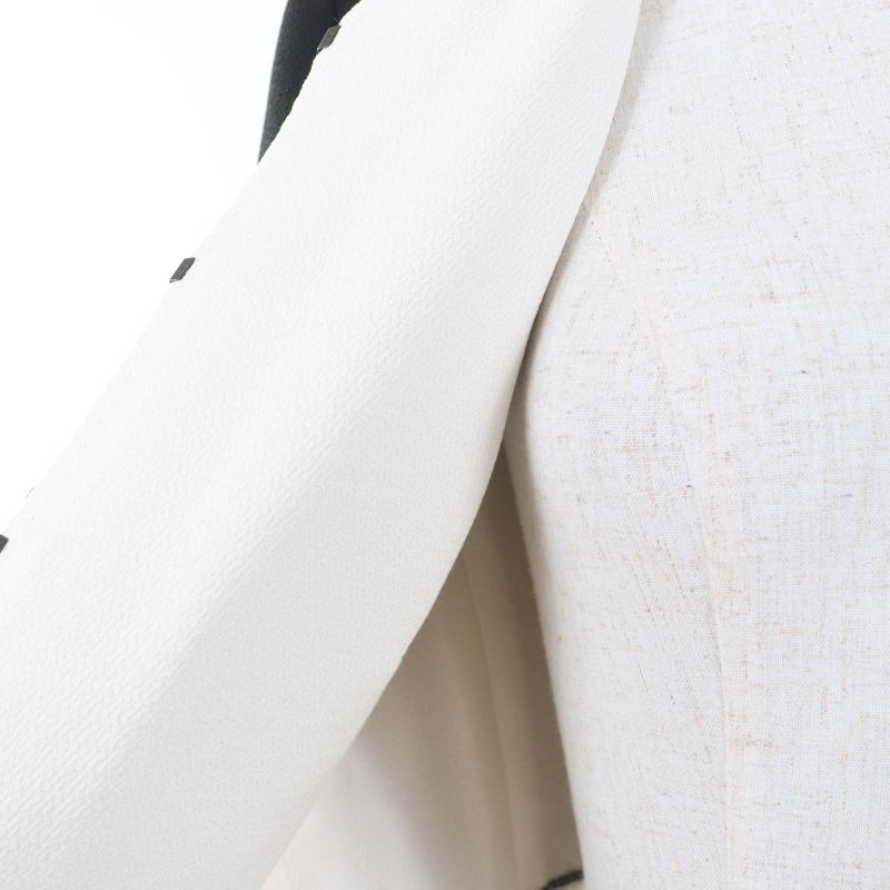 CHANEL 22C P71865v63363 100% Silk Rhinestone Coco Mark Button Collarless Jacket