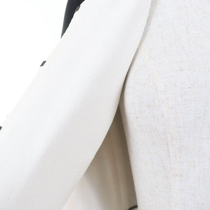 CHANEL 22C P71865v63363 100% Silk Rhinestone Coco Mark Button Collarless Jacket