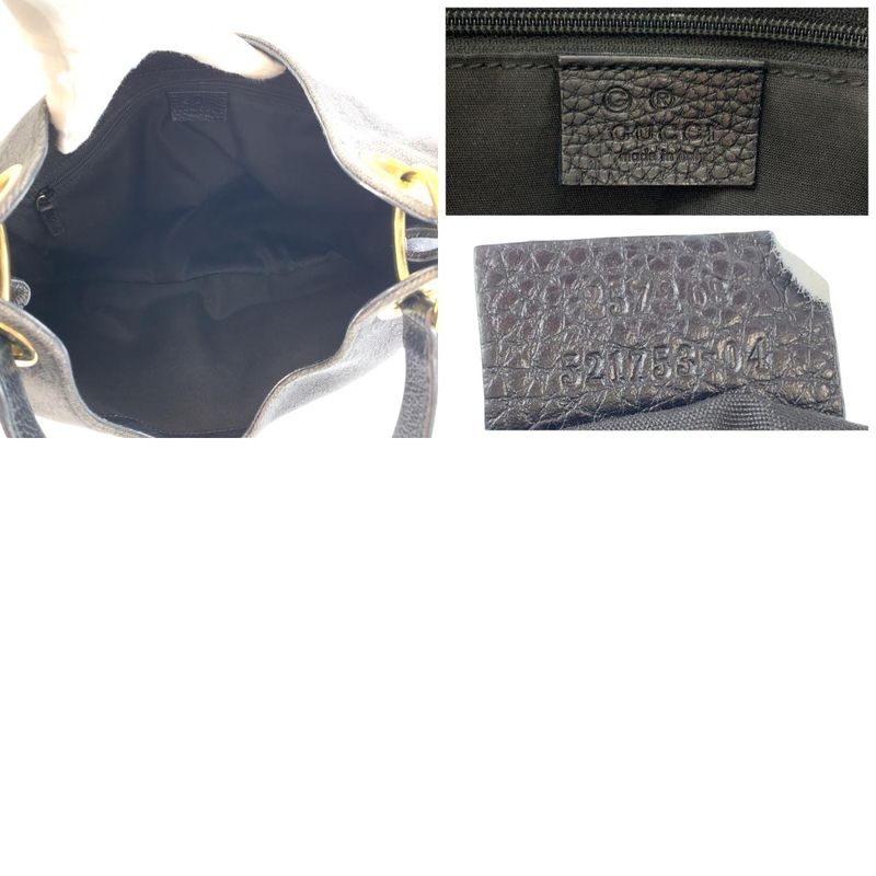 Gucci Black Gold Hardware GG Canvas/leather 257268 Shoulder Bag Handbag Women