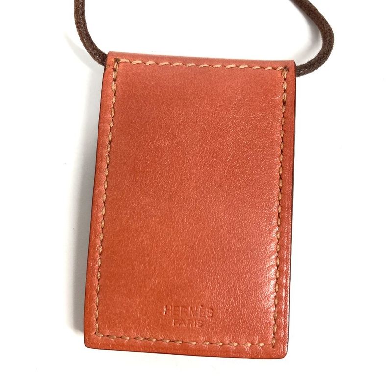 Hermes Necklace Photo Case Photo Pendant Leather Pink
