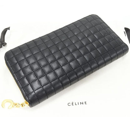 Celine Round Zipper Long Wallet With Change Pocket Ccharm Large Zipped Wallet