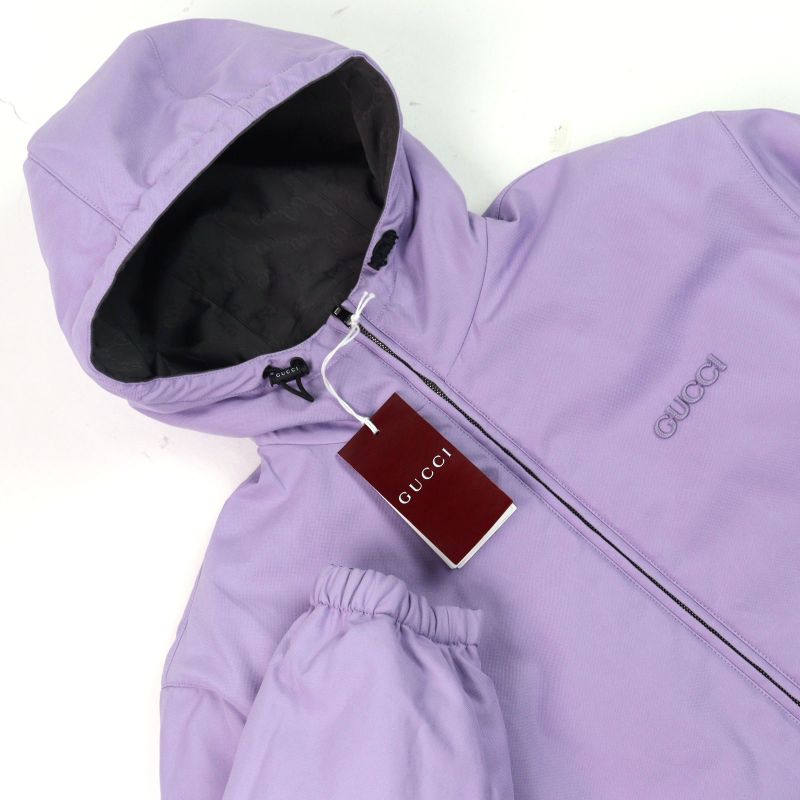 Gucci 24AW 795697 GG Nylon Logo Embroidery Reversible Hooded Padded Jacket