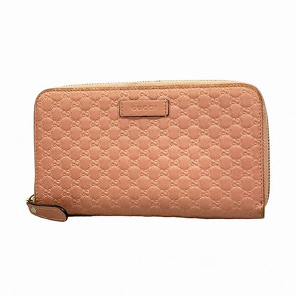 Gucci Long Wallet Micro Guccissima 449391 Leather Pink Chien Pan Gold Hardware