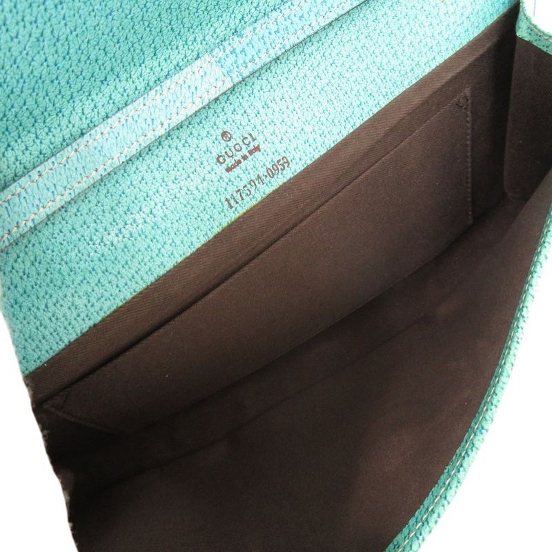 Gucci Bamboo 117594 GG Canvas Blue Beige Shoulder Bag 0447 Gucci