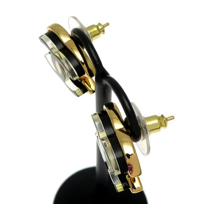 Chanel Iconic CC Black and Gold-Tone Earrings