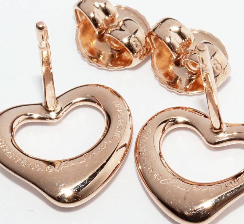 Tiffany & Co Earrings 18K Pink Gold Elsa Peretti Open Heart Earrings 11mm