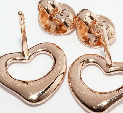 Tiffany & Co Earrings 18K Pink Gold Elsa Peretti Open Heart Earrings 11mm
