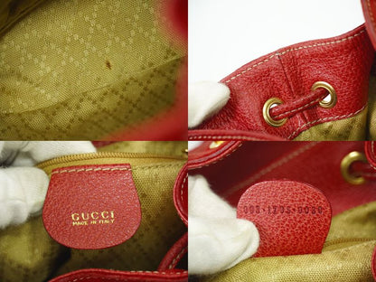 Authentic Gucci Bamboo Mini Backpack Sac Backpack Suede Leather Red Bamboo Bag