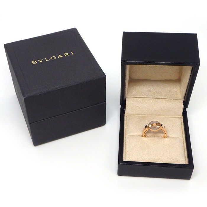 Bulgari Bvlgari Ring Bulgari Openwork 357519 Logo Round Circle White Shell 1