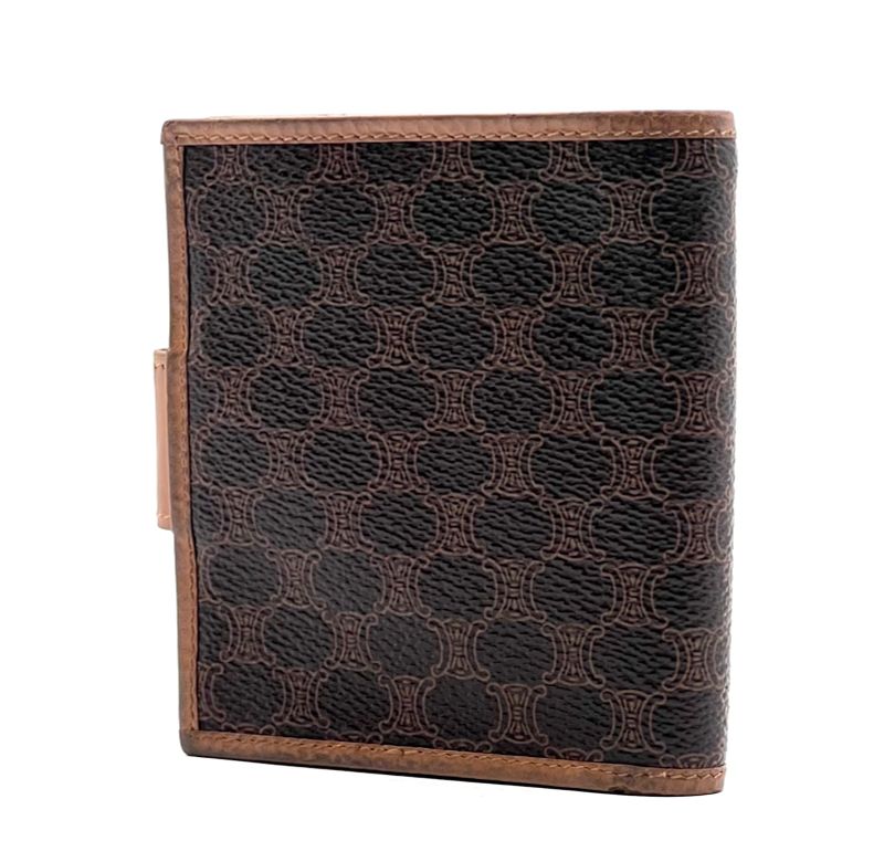 Celine Bifold Wallet Macadam Pattern Brown Leather 07bs235