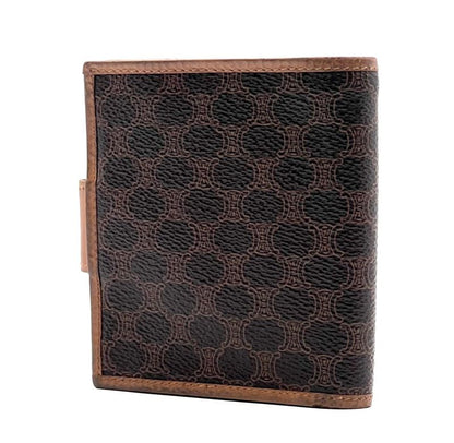 Celine Bifold Wallet Macadam Pattern Brown Leather 07bs235