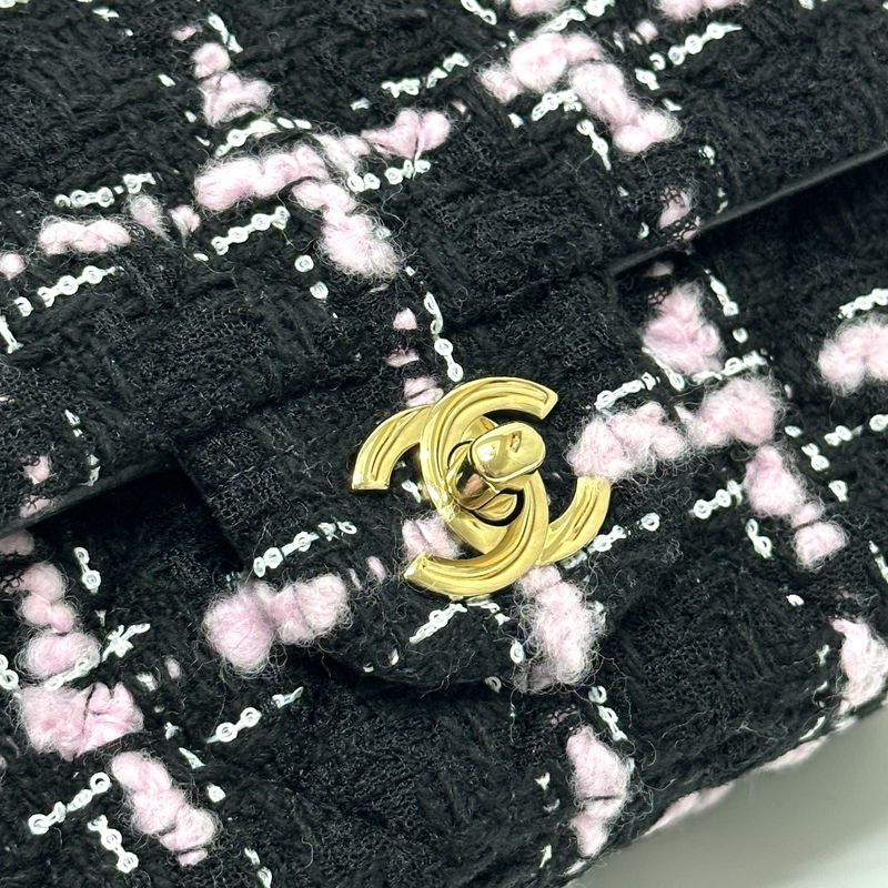 Chanel Shoulder Bag Mini Matelasse Mini Tweed Black
