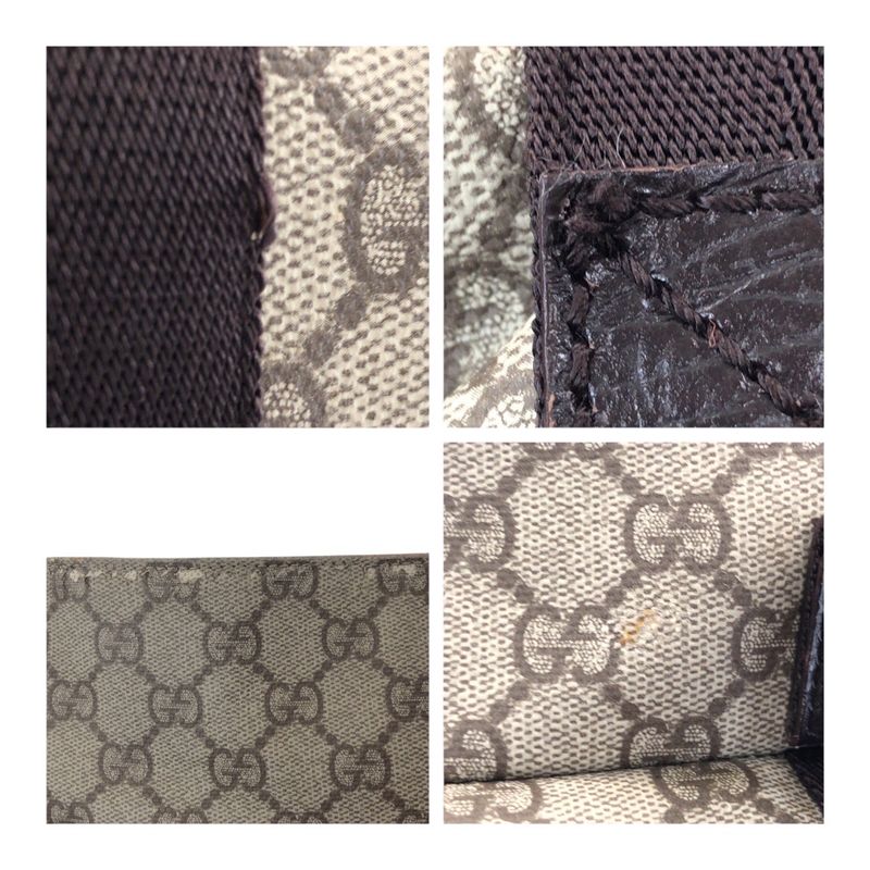 Gucci Beige Brown Silver Hardware GG Supreme Canvas/leather 141196 Tote Bag